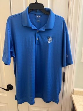 adidas Men’s Royal Blue Short Sleeve Golf Polo with Embroidered Crest